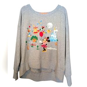 NWT Official Disney World Parks Long Sleeve Tee Size women's L. Gray. Round Neck